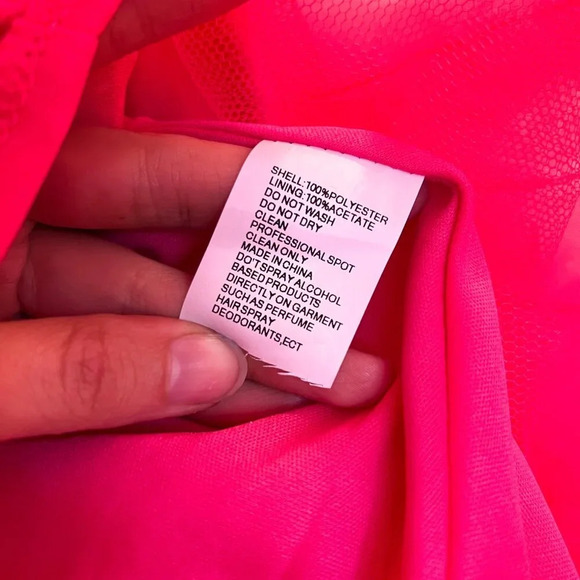Mac Duggal Hot Pink Tulle V Neck Strapless Layered Preppy Mini Dress 6 NWT - Picture 7 of 10